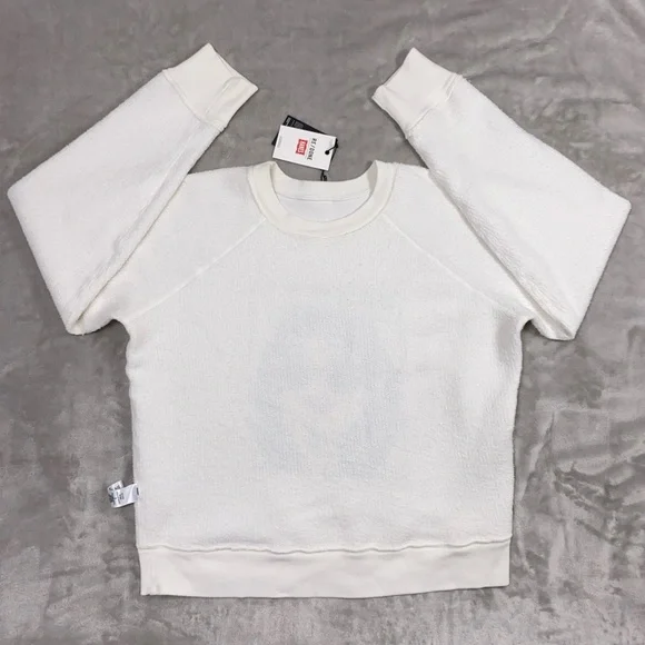 RE/DONE HANES Classic 100% Cotton Raglan Sweatshirt Pullover Top sz MEDIUM White - Picture 5 of 14